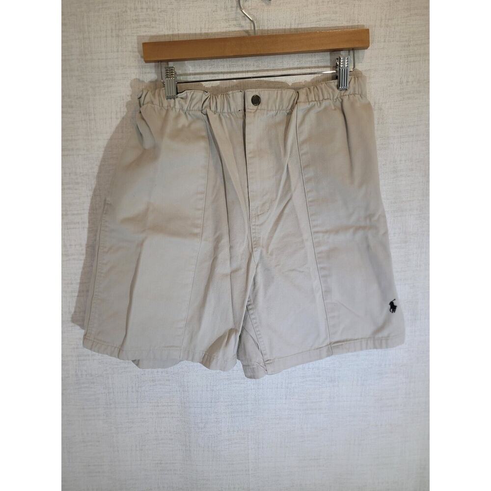 VTG Polo Ralph Lauren Shorts Mens Large Tan Drawstring Elastic Waist Cotton EUC